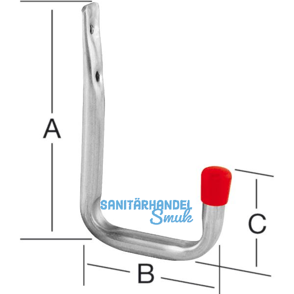Wandhaken U-Form 120 x 82 x 41 mm verzinkt rote Endkappen