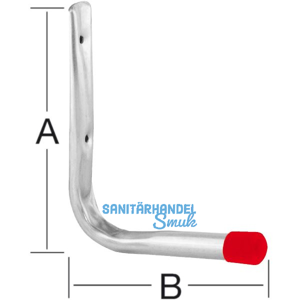 Wandhaken L-Form 150 x 165 mm verzinkt rote Endkappen