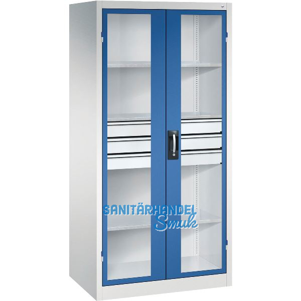 C+P Fl�gelt�rschrank 1950x930x600 mm RAL 7035 lichtgrau/5010 enzianblau
