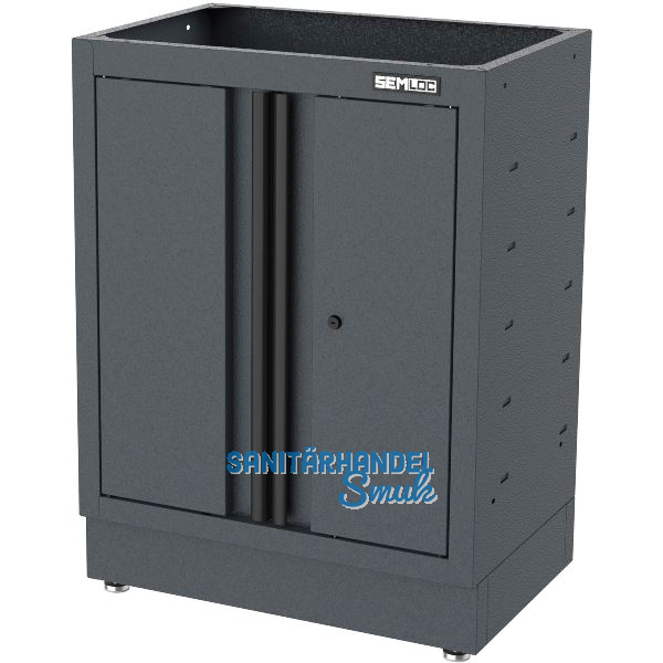 SEMLOC Unterbau-Fl�gelt�rschrank 910 x 680 x 458 mm schwarz 1 Boden 60kg
