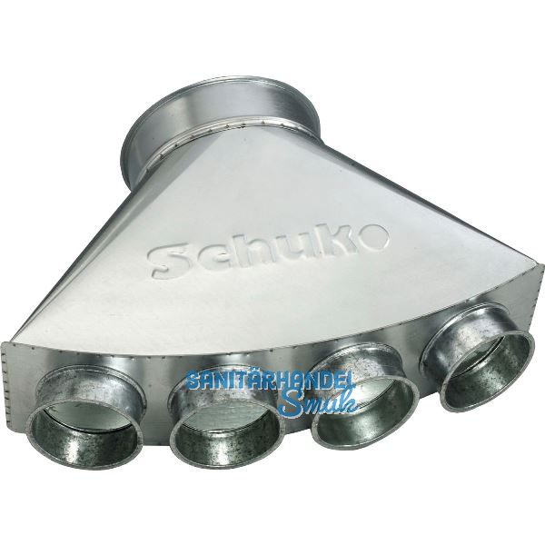 SCHUKO Saugsammler mit 4 Stutzen, Durchmesser 250B x 198A x 138A x 98A x 98A mm