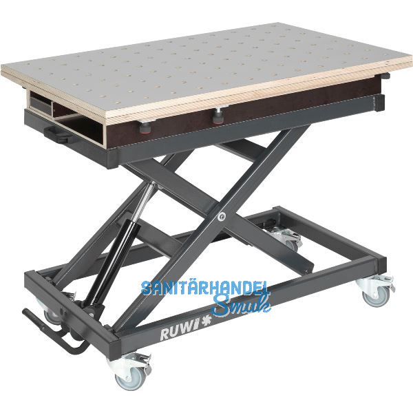 RUWI Hubtisch Premium HPL Schwenk-Lochrasterplatte mit seitlichem Profil