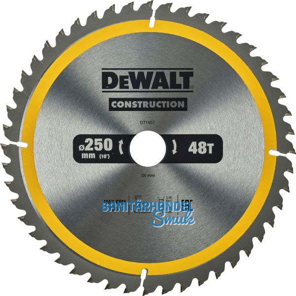 DeWALT Bau-Kreiss�geblatt station�r, � 250 mm, Bohrung 30 mm, Z48 WZ