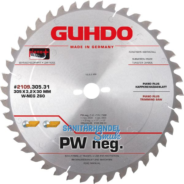 GUHDO HW-Piano plus Kappkreiss�geblatt 420x4,2x40 mm Z54 WZ-neg.