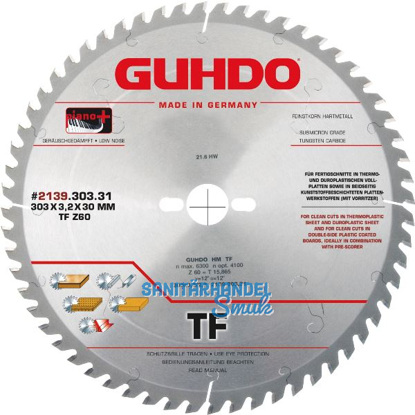 GUHDO HW-TF-Kreiss�geblatt Piano plus 303x3,2x30 mm WZ60 TF
