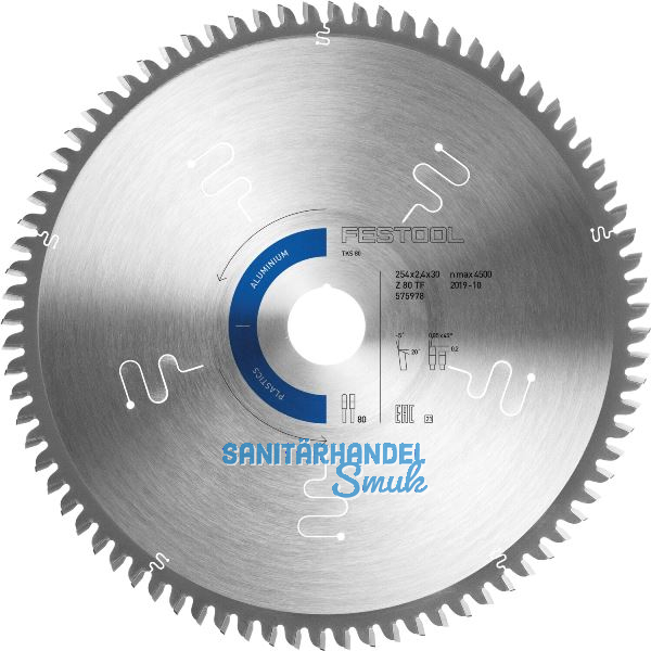 FESTOOL Kreiss�geblatt ALUMINIUM/PLASTIC 254x2,4x30 mm TF80A