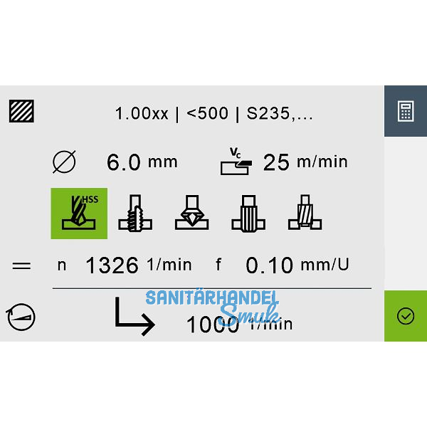 ALZMETALL Technologierechner im Display