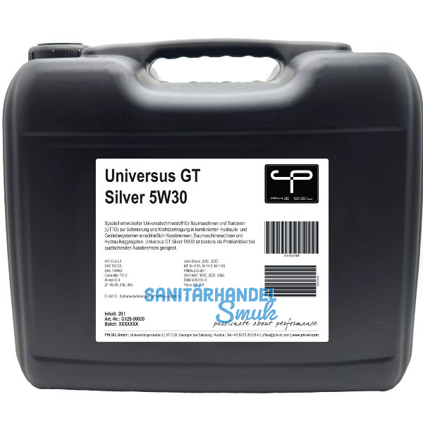 PHI OIL Universal Hydraulik-und Getriebe�l Universus GT Silver 5W30, 20 Liter