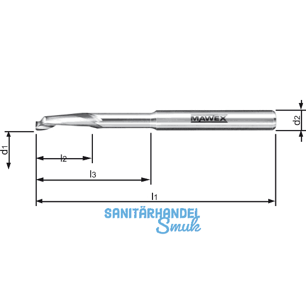 MAWEX Bohrnutenfr�ser HSS 5X14/35X120 mm einschneidig spiralig hinterschliffen