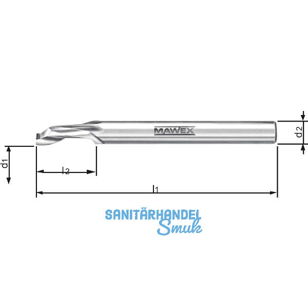 MAWEX Bohrnutenfr�ser HSS 9X14X80 mm einschneidig spiralig