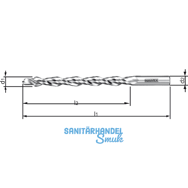 MAWEX Fr�sbohrer HSS 10X72X126 mm f�r Kopierfr�smaschinen