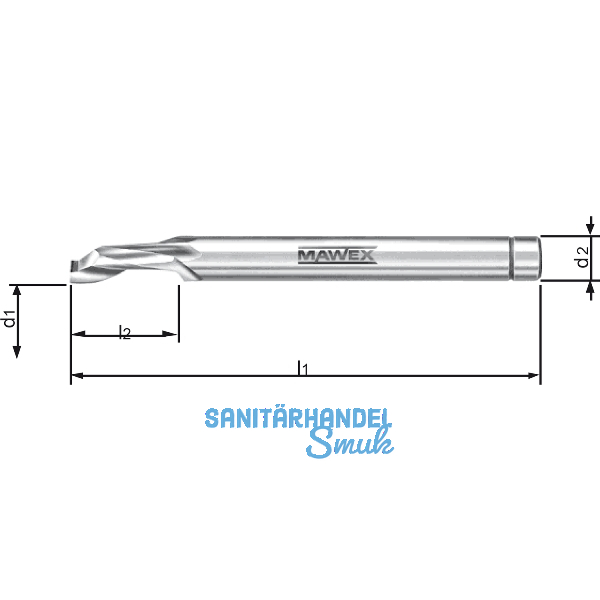 MAWEX Spezial-Bohrnutenfr�ser HSS 5X12X60 mm einschneidig spiralig