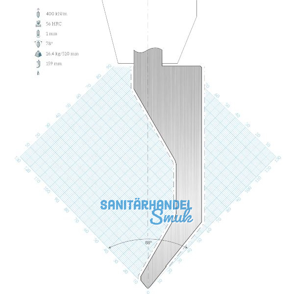 LVD Standard-Oberwerkzeug LVD-Classic-Aufnahme, D10 gekr. L=550 78� 400kN 12tlg.