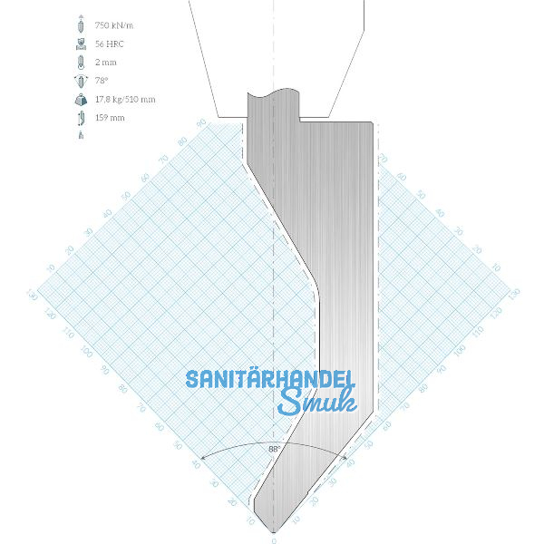 LVD Standard-Oberwerkzeug LVD-Classic_Aufnahme D10 gekr. L=510 78� 750kN