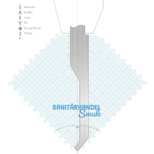 LVD Standard-Oberwerkzeug LVD-Classic-Aufnahme E10 gekr. L=550 78� 400kN 12tlg.
