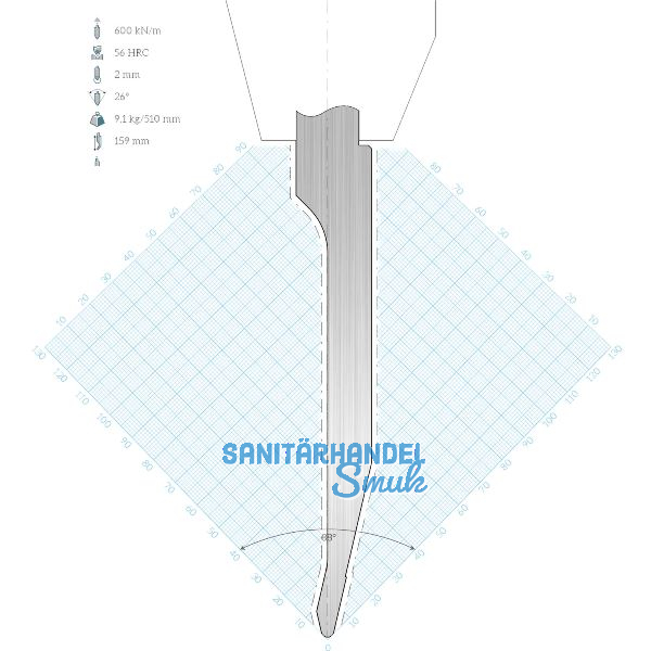 LVD Standard-Oberwerkzeug LVD-Classic-Aufnahme J10 spitz L=250 26� 600kN