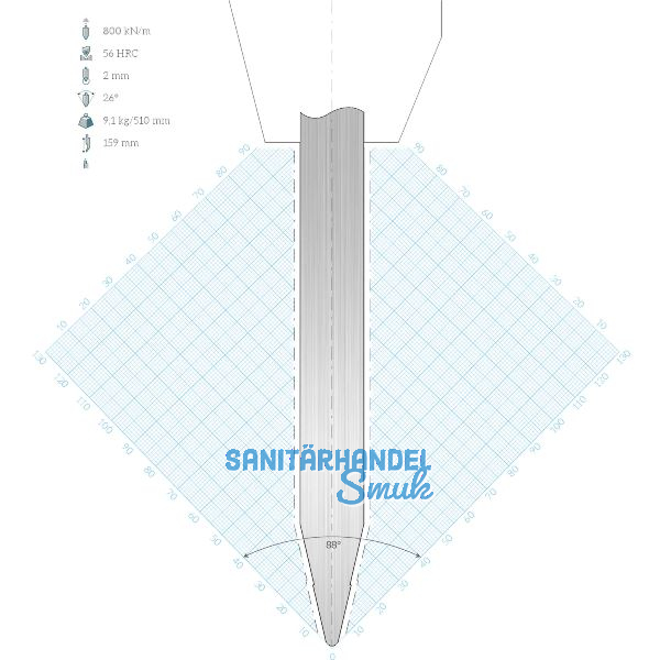 LVD Standard-Oberwerkzeug LVD-Classic-Aufnahme R10 gerade L=510 26� 800kN