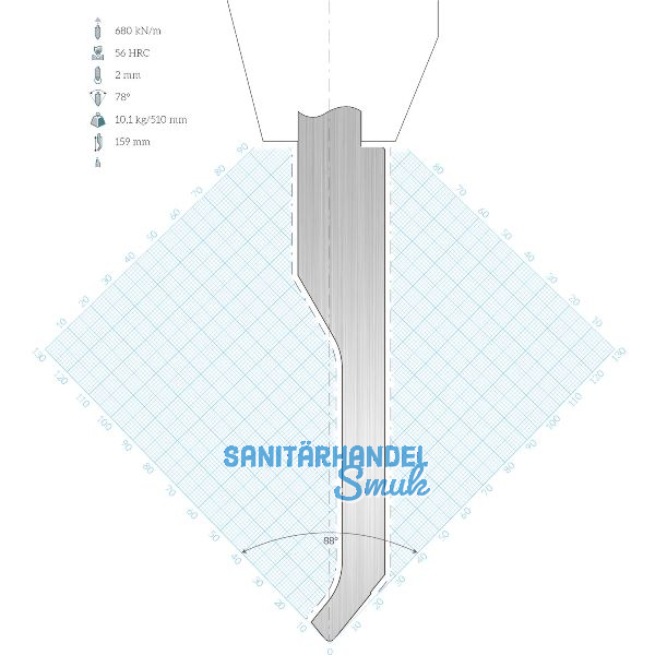 LVD Standard-Oberwerkzeug WILA-Aufnahme E10W gekr�pft L=550 78� 680kN 12-teilig