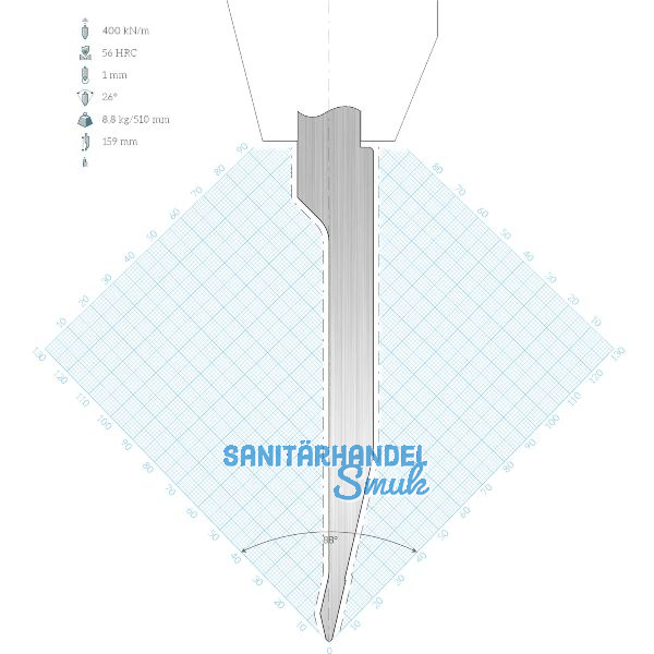 LVD Standard-Oberwerkzeug WILA-Aufnahme spitz J10W L=510 26� 400kN