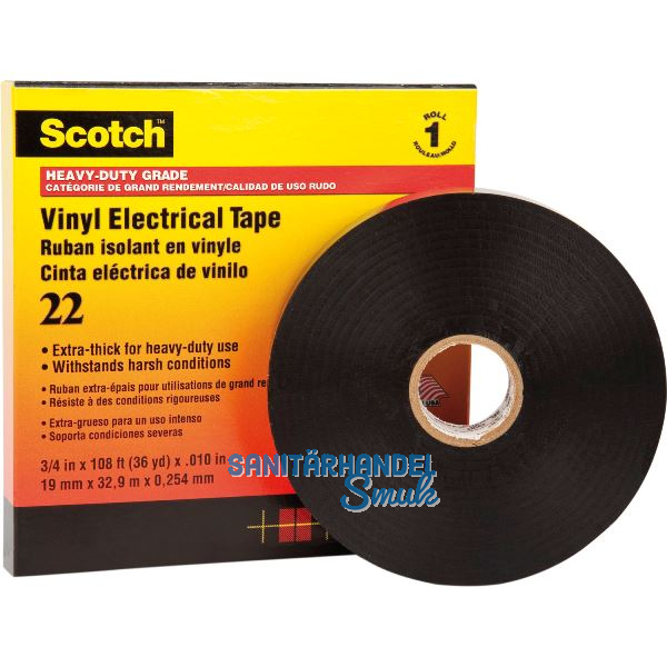 3M Scotch 22 Isolierband 0,25mmx38mmx33m schwarz