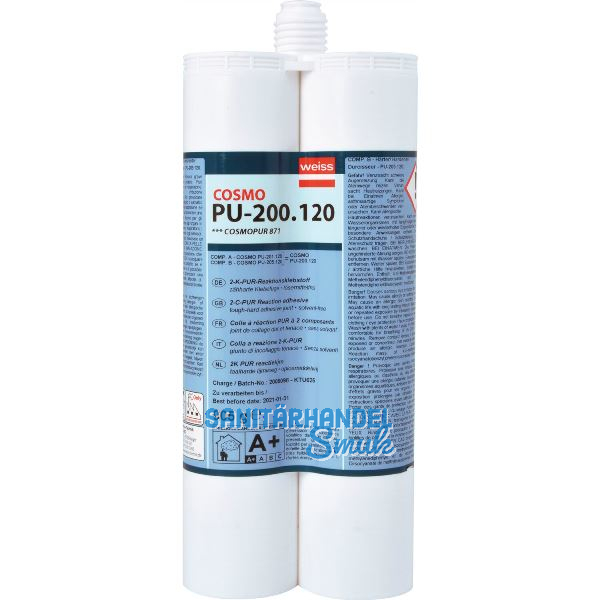 COSMO PU-200.120 2-K-PUR-Reaktionsklebstoff, 2x 310ml 880g perlwei�