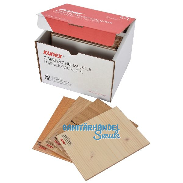 KUNEX Oberfl�chenmusterbox mit furnierten-, lackierten- und CPL-Oberfl�chen