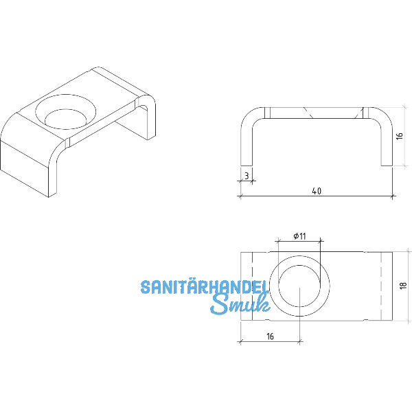 Halteklammer Oberteil f�r Maschenweite 33 x 11 mm