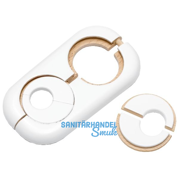 HARO Doppelheizk�rperrosette Massivholz Wei� 19/58 mm 3/8�