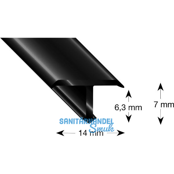 K�GELE T-Profil Alu schwarz eloxiert 14/7/2700 mm