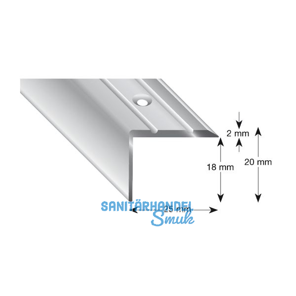 K�GELE Treppenwinkel Alu silber eloxiert, gelocht, 25/20/2700 mm