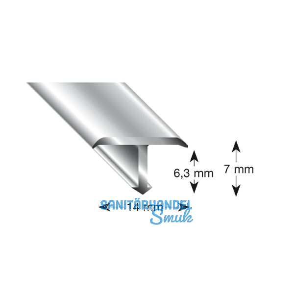 K�GELE T-Profil Alu silber eloxiert 14/7/2700 mm