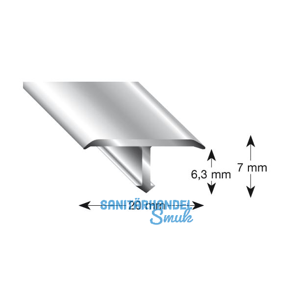 K�GELE T-Profil Alu silber eloxiert 20/7/2700 mm