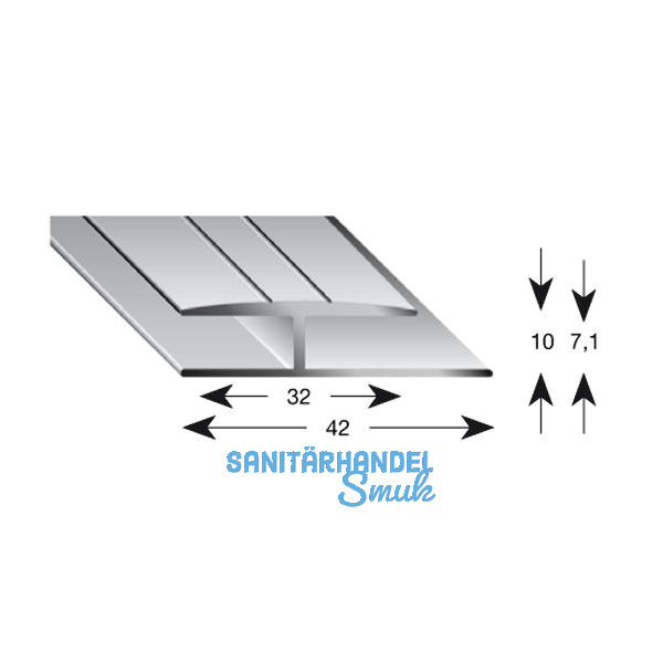 K�GELE Gleitabschlussprofil H Alu silber eloxiert 7/2700 mm