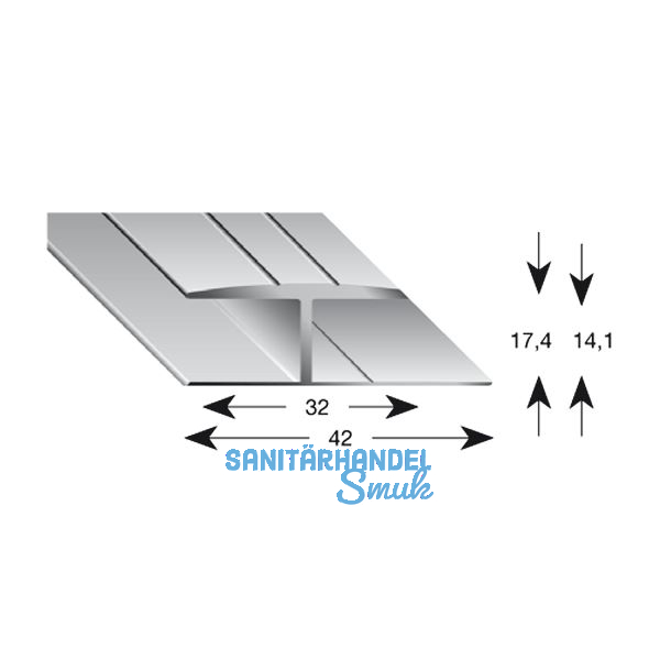 K�GELE Gleitabschlussprofil H Alu silber eloxiert 14/2700 mm