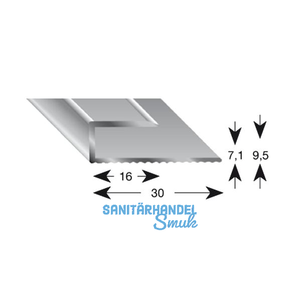 K�GELE Gleitabschlussprofil U Alu silber eloxiert 7/1000 mm