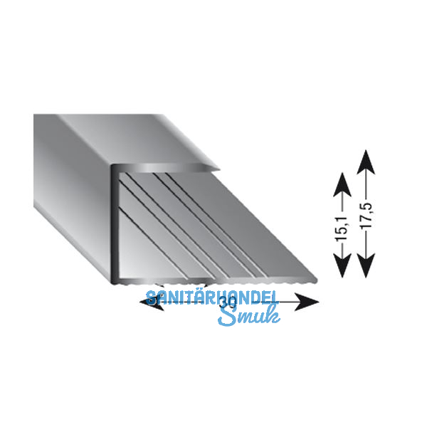 K�GELE Gleitabschlussprofil U Alu silber eloxiert 15/1000 mm