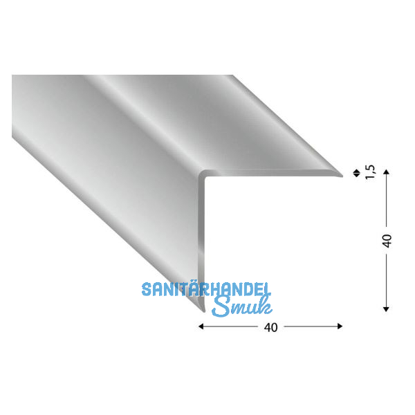Mauerkantenprofil silber eloxiert, 40x40x1,5 mm, 1500 mm