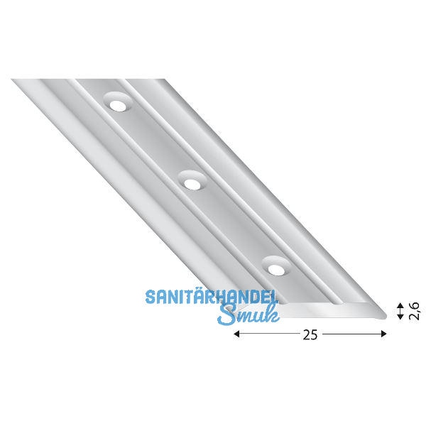 K�GELE Abdeckprofil Alu silber eloxiert, gebohrt, Breite 25 mm, 2700 mm