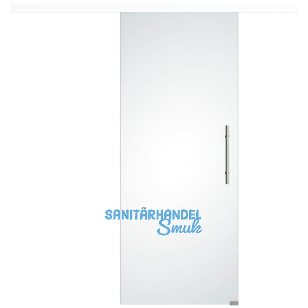 Glasschiebet�r Set Satiniert 920x2100mm, Inlay CPL wei�, Sto�griff silber