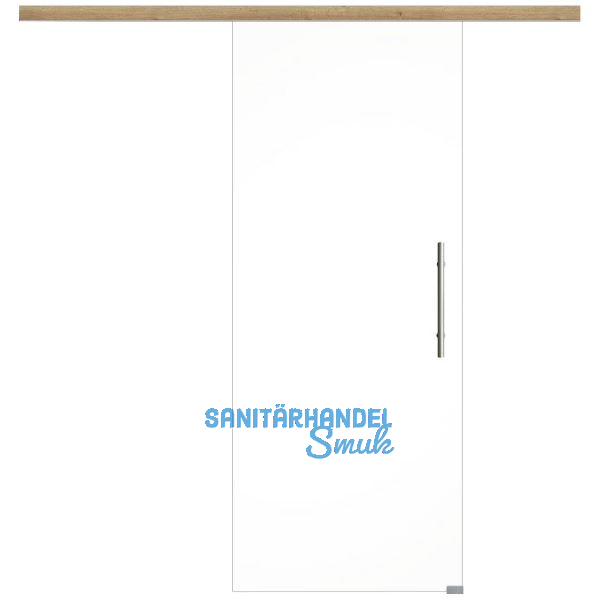 Glasschiebet�r Set Klarglas, 820x2100mm, Inlay CPL Risseiche, Sto�griff silber