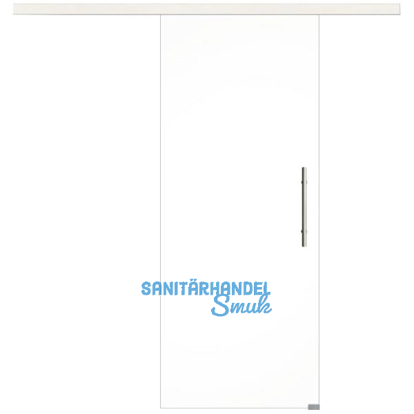 Glasschiebet�r Set Klarglas, 920x2100mm, Inlay CPL Bianco, Sto�griff silber