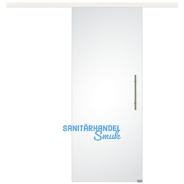 Glasschiebet�r Set Satiniert 820x2100mm, Inlay CPL Bianco, Sto�griff silber