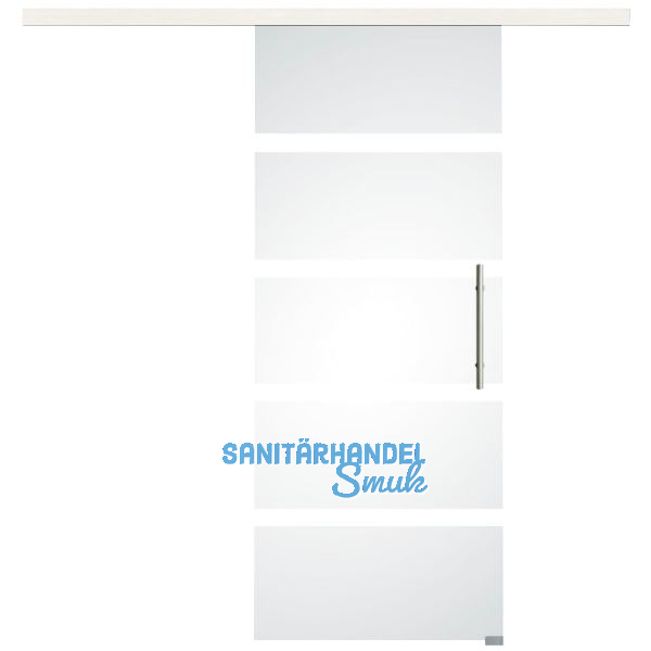 Glasschiebet�r Set Sensita 15, 920x2100mm, Inlay CPL Bianco, Sto�griff silber