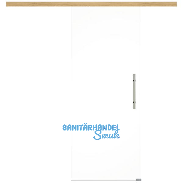 Glasschiebet�r Set Klarglas, 820x2100mm, Inlay CPL Eiche, Sto�griff silber