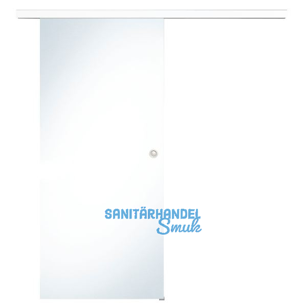 Glasschiebet�r Set Klarglas, 920x2100mm, Inlay CPL wei� Muschelgriff silber