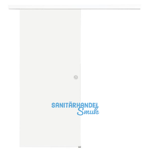 Glasschiebet�r Set Satiniert, 920x2100mm, Inlay CPL wei� Muschelgriff silber