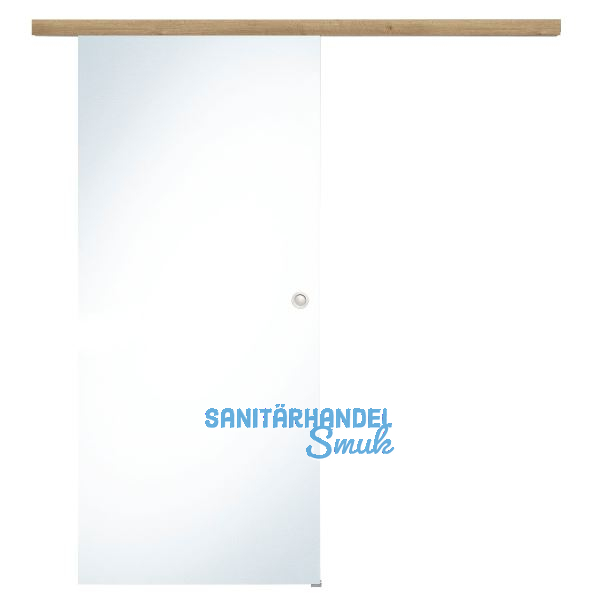 Glasschiebet�r Set Klarglas, 820x2100mm, Inlay CPL Risseiche Muschelgriff silber