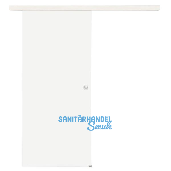 Glasschiebet�r Set Satiniert, 920x2100mm, Inlay CPL Bianco Muschelgriff silber