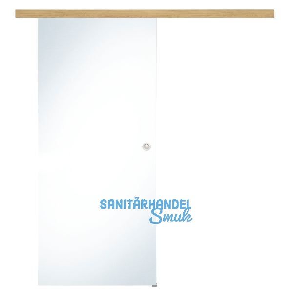 Glasschiebet�r Set Klarglas, 820x2100mm, Inlay CPL Eiche Muschelgriff silber