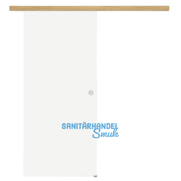 Glasschiebet�r Set Satiniert, 820x2100mm, Inlay CPL Eiche Muschelgriff silber